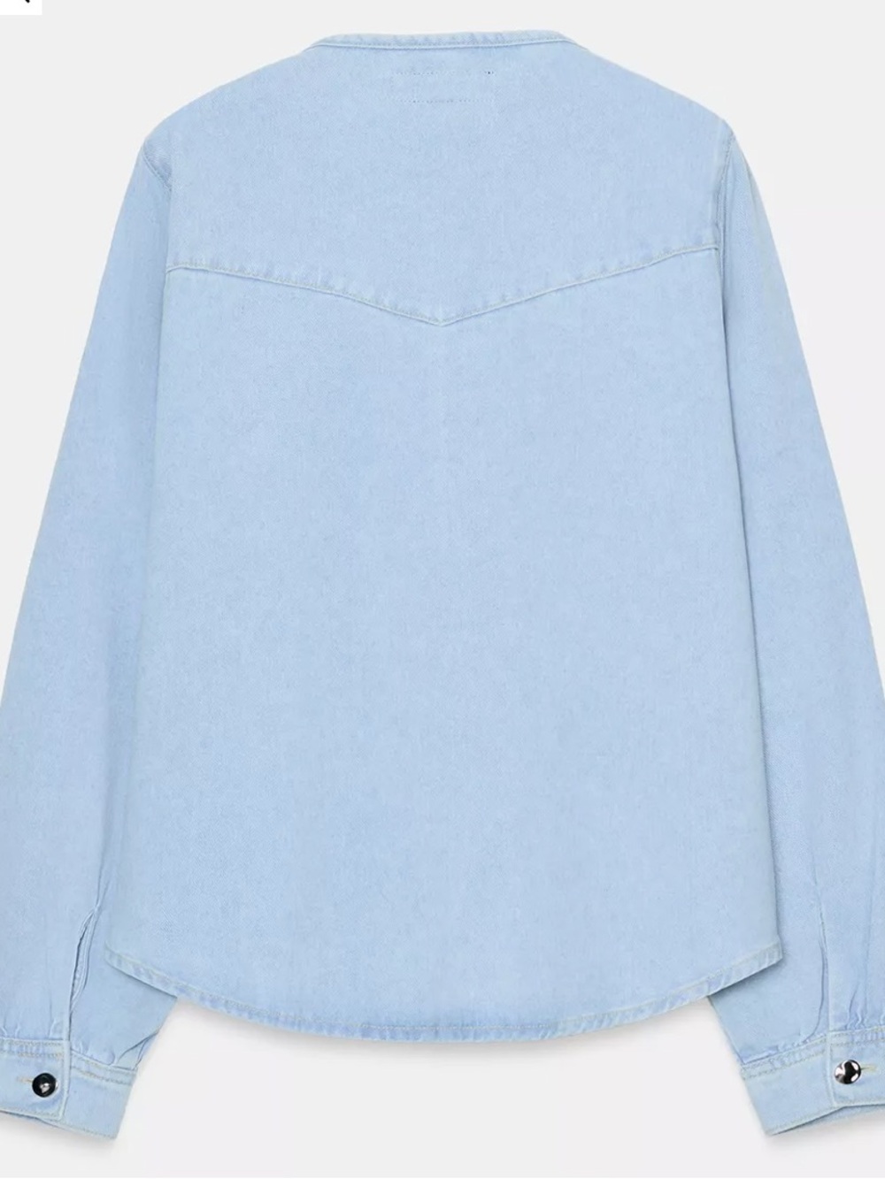 Zara Light Blue Soft Denim Tie-Neck Button Down Shirt Large NWT - Picture 6 of 13